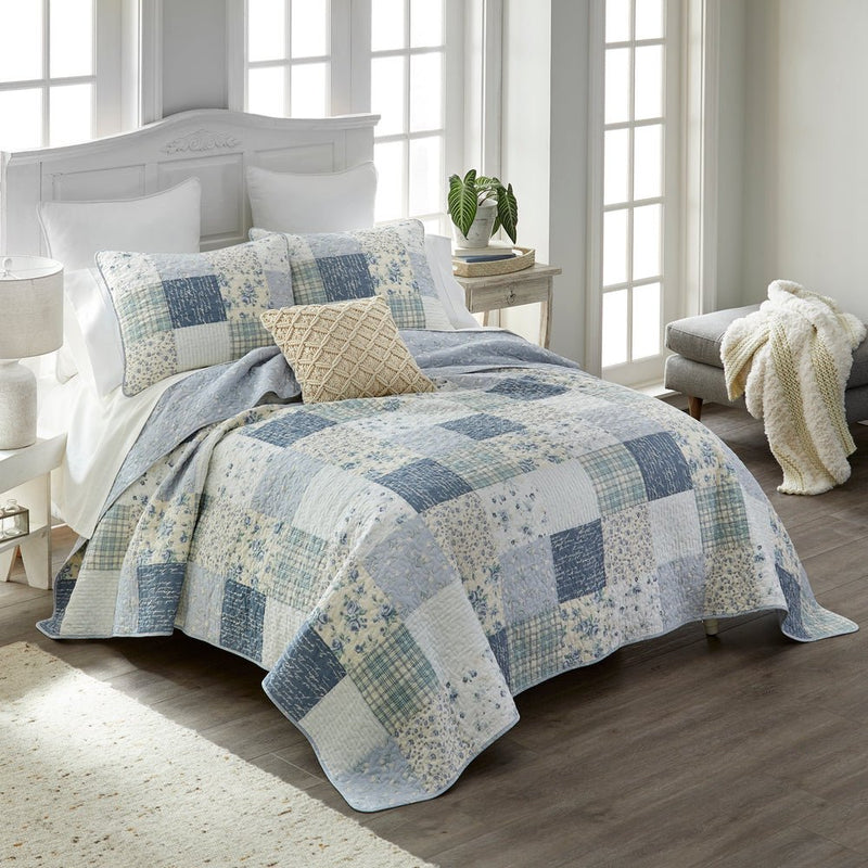 Blue Pastures Quilted Bedding Set - 4 Sizes - Ozark Cabin Décor, LLC