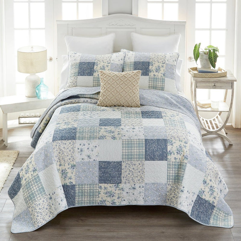 Blue Pastures Quilted Bedding Set - 4 Sizes - Ozark Cabin Décor, LLC