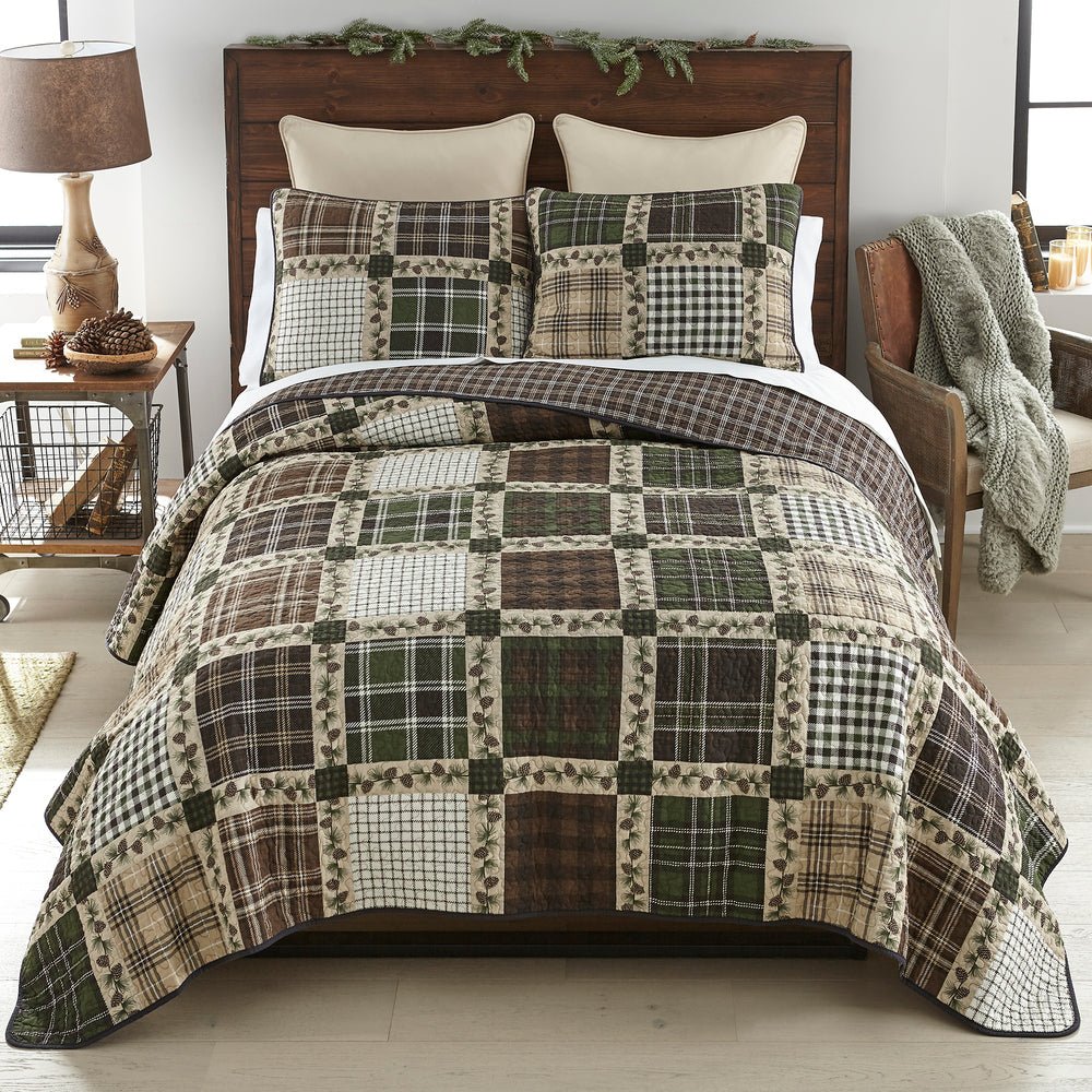 Pine Patch 3 - Pc Quilted Set - Cal King - Ozark Cabin Décor, LLC