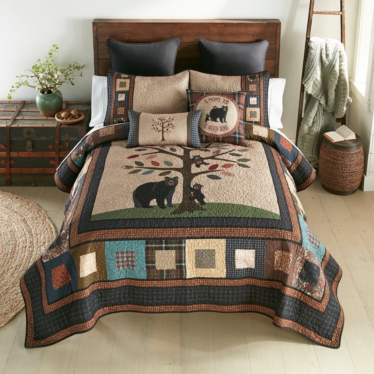 Tree Of Love Bear Design Quilt Set - Thumbnail 2