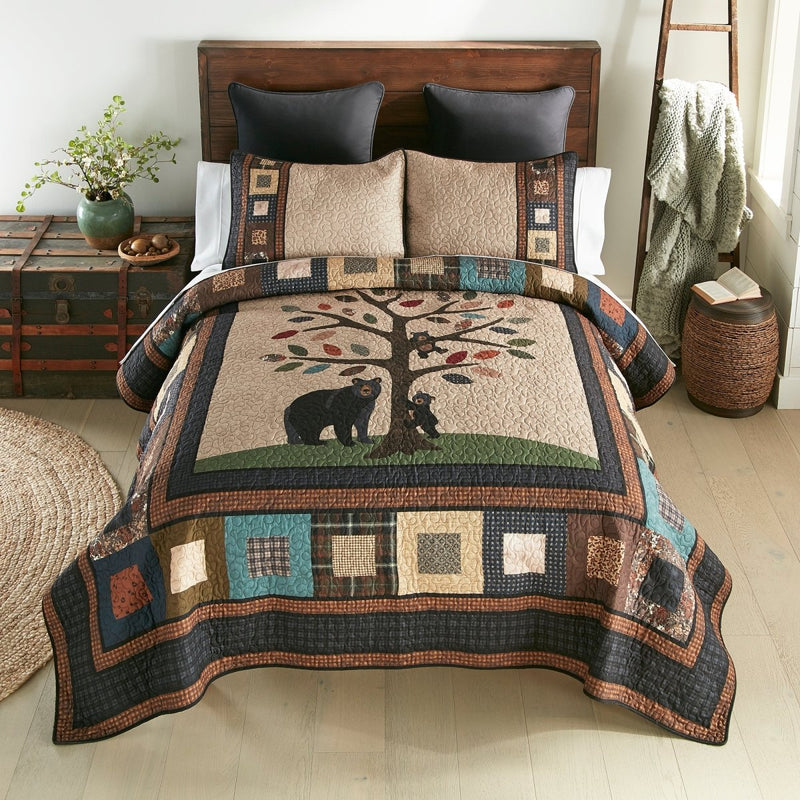 Tree Of Love Bear Design Quilt Set - King - Ozark Cabin Décor, LLC