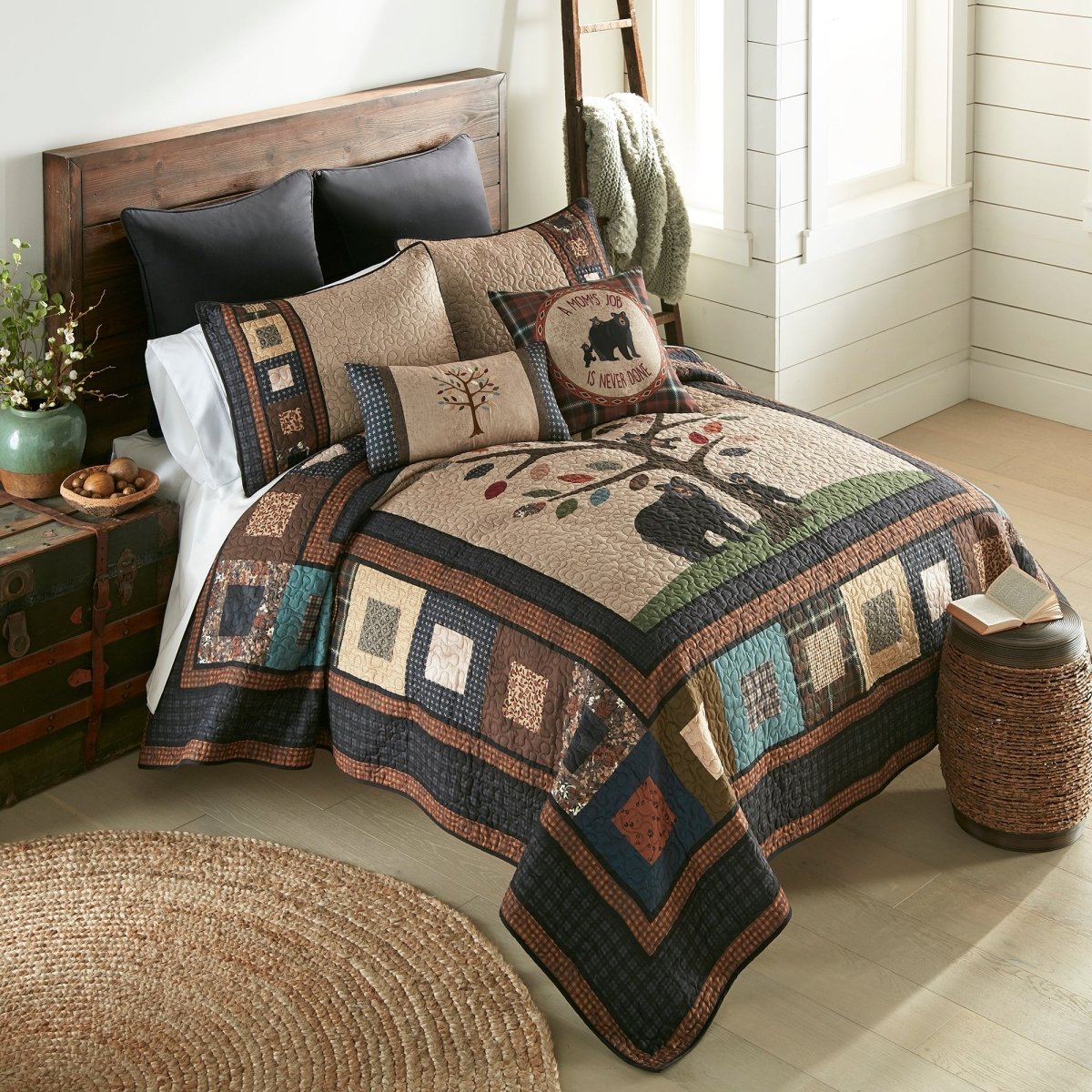 Tree Of Love Bear Design Quilt Set - King - Ozark Cabin Décor, LLC