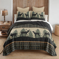 Deer Walk Plaid Quilt Set