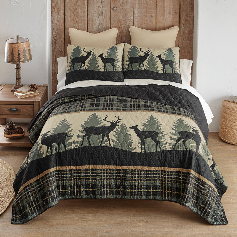 Deer Walk Plaid Quilt Set