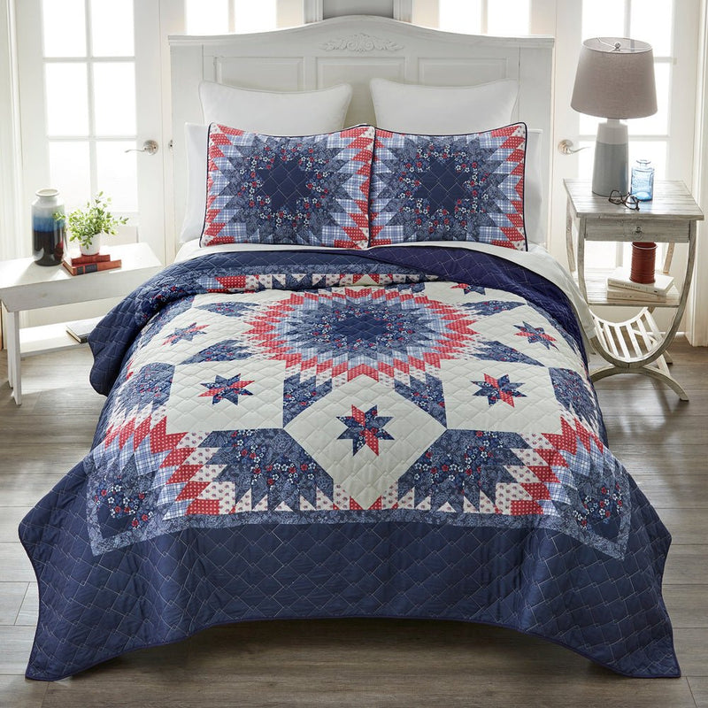 Bluefield Star Quilted Bedding Set - 4 Sizes - Ozark Cabin Décor, LLC