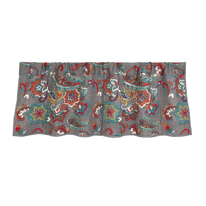 Rustic Western Abbie Western Paisley Reversible 18"x56" Kitchen, Bedroom, Bath Window Valance In Teal