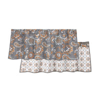 Rustic Western Abbie Western Paisley Quilted Reversible 18"x56" Kitchen, Bedroom, Bath Window Valance In Gray