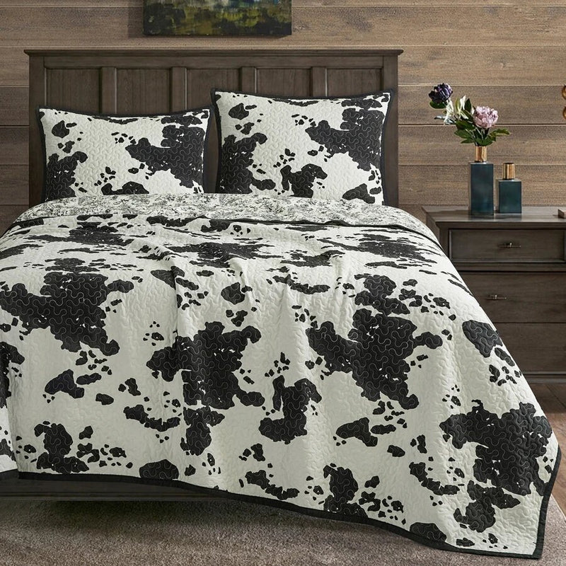 Clara Cowhide Reversible 3 - Piece Quilt Set - King - Ozark Cabin Décor, LLC