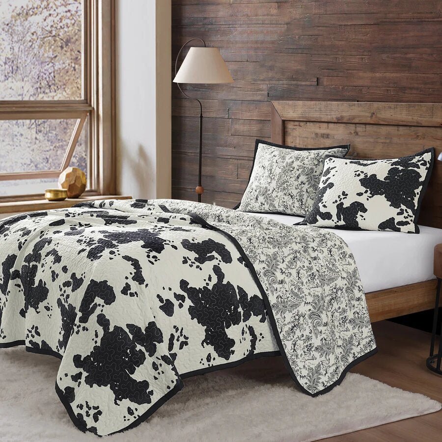 Clara Cowhide Reversible Quilt Set - Twin - Ozark Cabin Décor, LLC