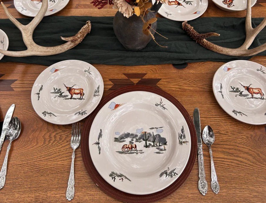 Ranch Life 16-Pc Ceramic Dinnerware Set | Ozark Cabin Décor, LLC