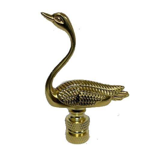 Swan (Head Up) Polished Brass Lamp Finial - Ozark Cabin Décor, LLC