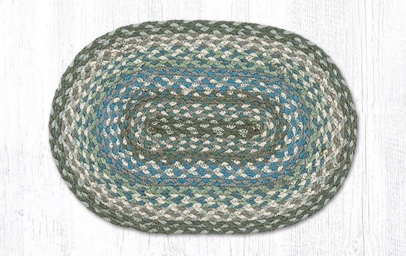 Sage/Ivory/Settler Blue Braided Jute Trivet & Swatch - Ozark Cabin Décor, LLC