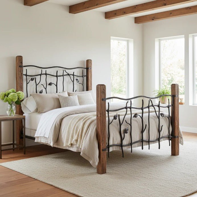 Sylamore Iron Bed w/Wooden Posts - CK - Ozark Cabin Décor, LLC