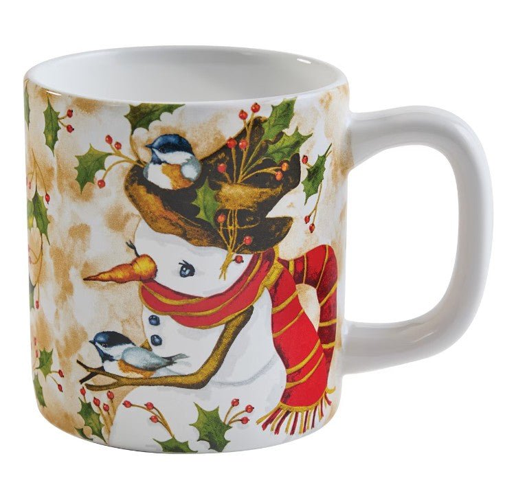 Snowman And Chickadee Mug - Set of 4 - Thumbnail 2