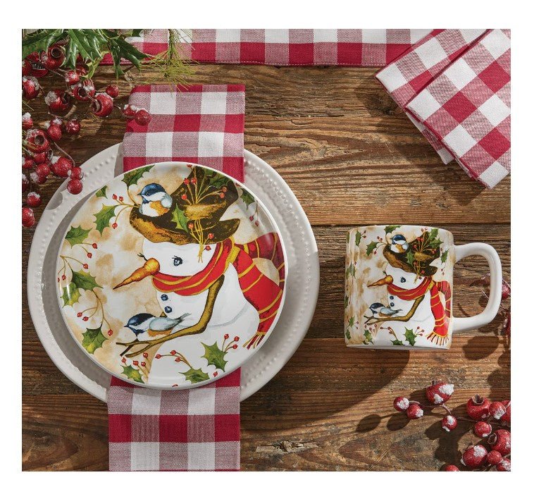 Snowman And Chickadee Mug - Set of 4 - Thumbnail 4