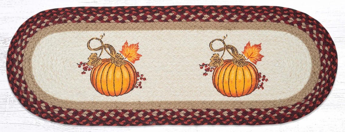 Autumn Pumpkin Oval Table Runner - Ozark Cabin Décor, LLC