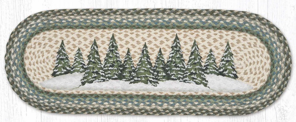 Holiday Village Trees Oval Table Runner - Ozark Cabin Décor, LLC