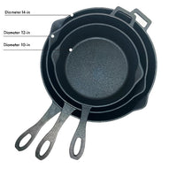 10 - in, 12 - in, and 14 - in Cast Iron Skillet Set - Ozark Cabin Décor, LLC