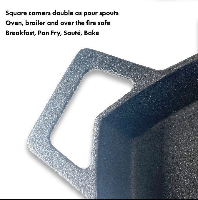 12 - in Square Cast Iron Skillet - Ozark Cabin Décor, LLC