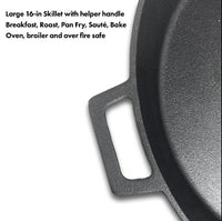 16 - in Cast Iron Double Handled Skillet - Ozark Cabin Décor, LLC