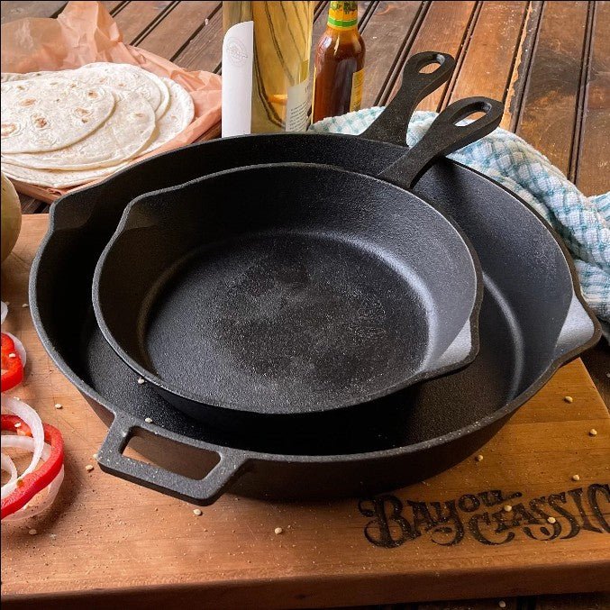 10 - in and 14 - in Cast Iron Skillet Set - Ozark Cabin Décor, LLC