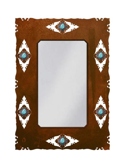 30" Turquoise Stone Mirror - Ozark Cabin Décor, LLC