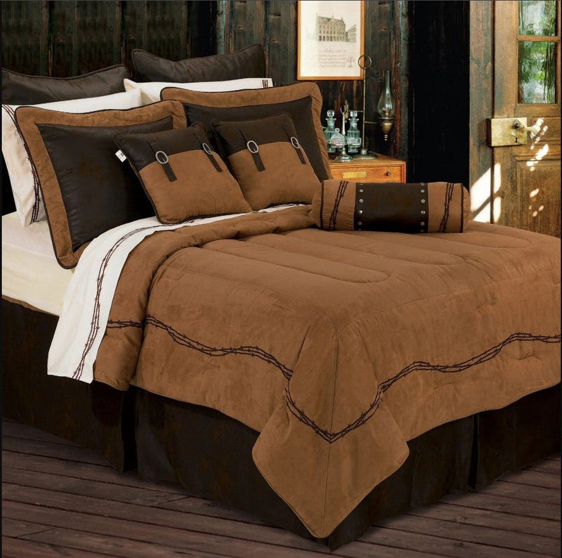 Barbwire 7 - Pc King Comforter Set - Tan - Ozark Cabin Décor, LLC