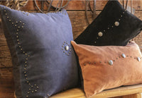 Genuine Suede Antique Concho & Studded Pillow - Black - Ozark Cabin Décor, LLC