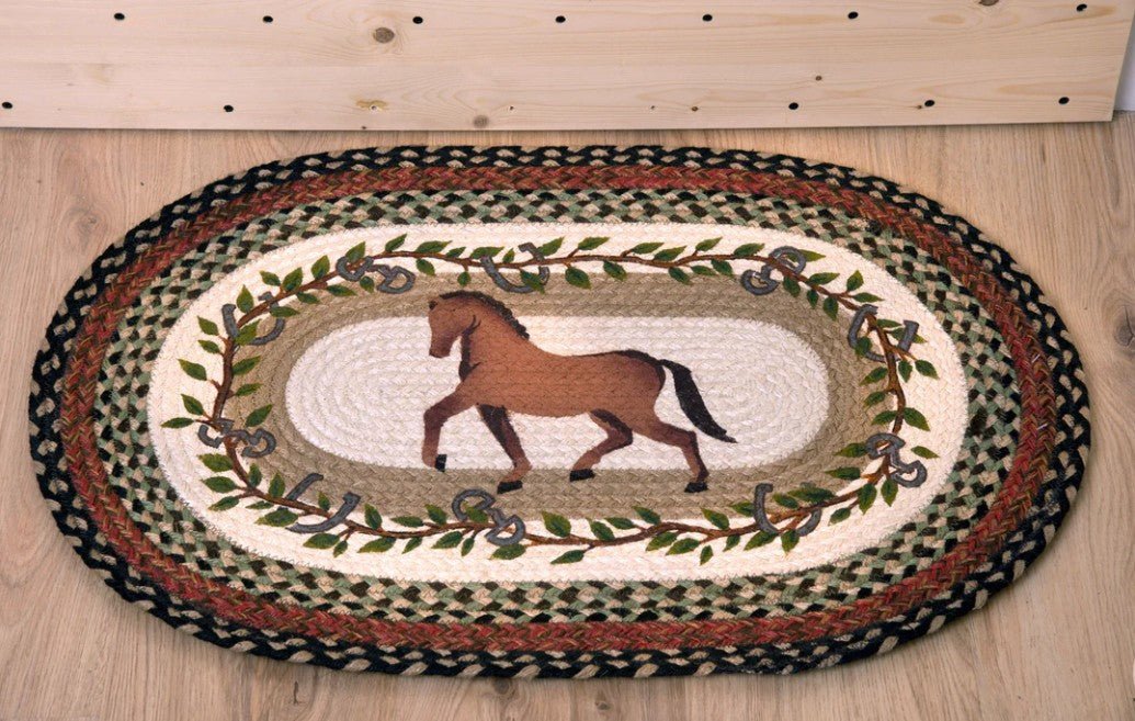 Horse Oak Leaf Oval Braided Rug - Ozark Cabin Décor, LLC