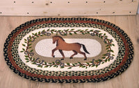Horse Oak Leaf Oval Braided Rug - Ozark Cabin Décor, LLC