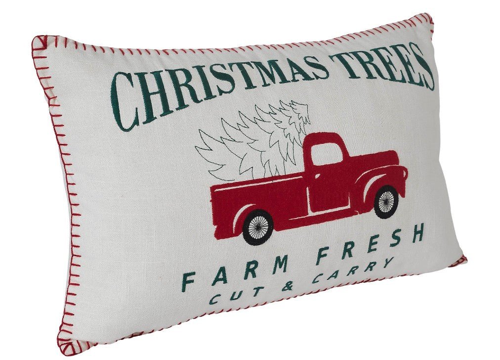 Farm Fresh Red Truck Christmas Pillow