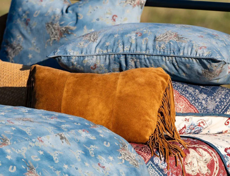 Western Suede Fringed Lumbar Pillow - Ozark Cabin Décor, LLC