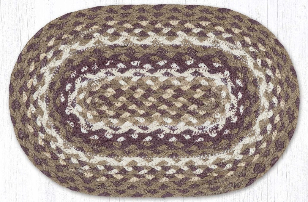 Tan/Ivory/Burgundy 10"x15" Braided Jute Swatch