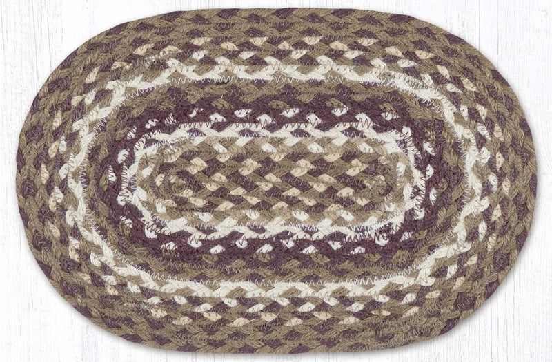 Tan/Ivory/Burgundy 10"x15" Braided Jute Swatch