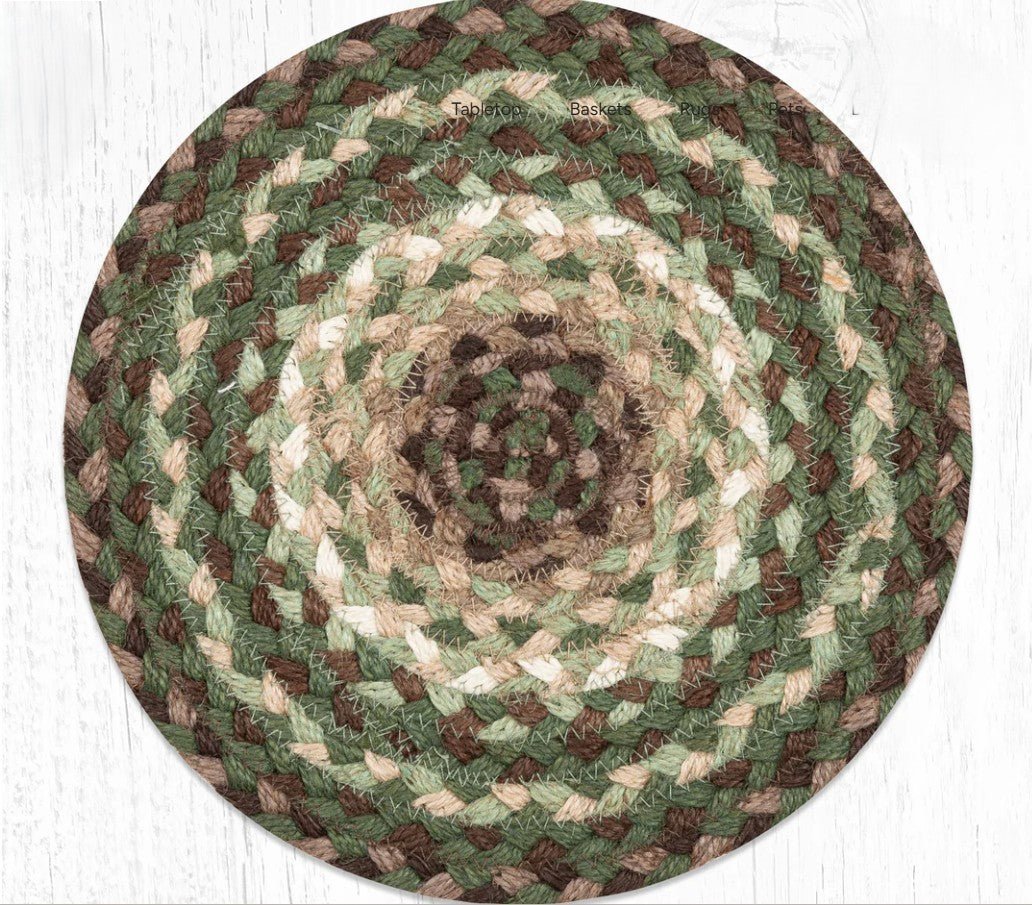 Taupe/Dark Brown/Cactus Braided Jute Trivet & Swatch - Ozark Cabin Décor, LLC