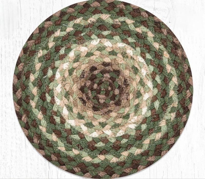 Taupe/Dark Brown/Cactus Braided Jute Trivet & Swatch - Ozark Cabin Décor, LLC