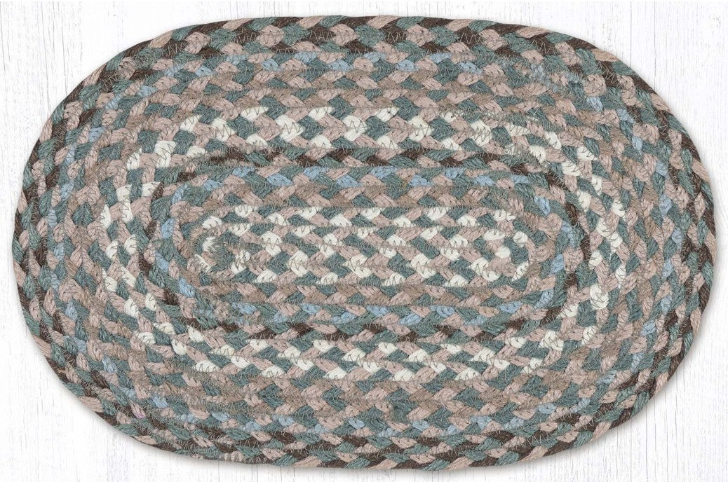 Taupe/Ivory/Light Blue 10"x15" Braided Jute Swatch
