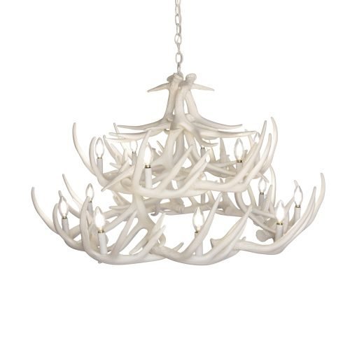 Whitetail Deer 24 White Antler Chandelier - Ozark Cabin Décor, LLC