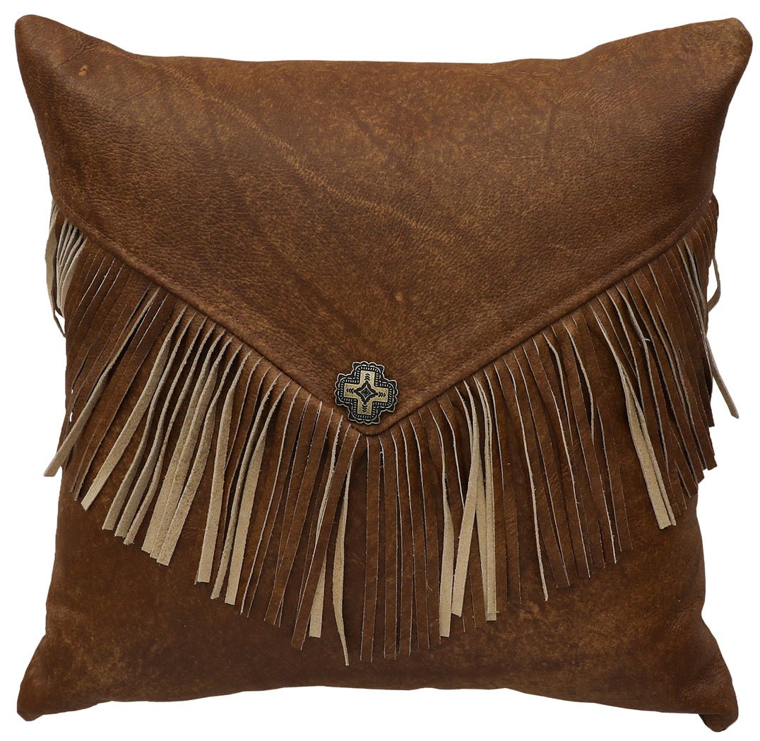 Gentle Fawn Fringe Leather Pillow