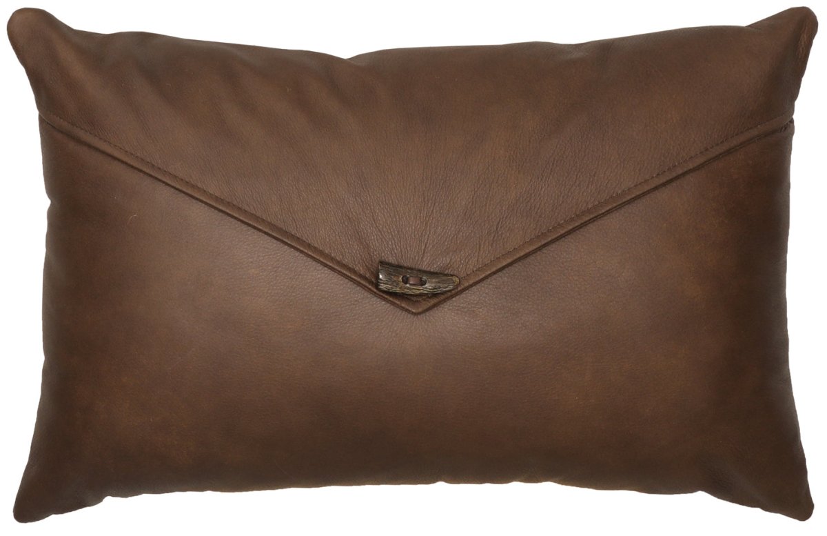 Draught Horse Leather Pillow w/Horn Toggle Button - Ozark Cabin Décor, LLC