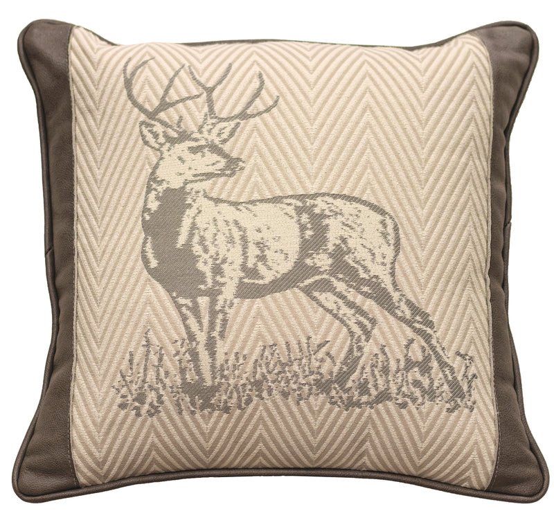 Wooded River Prince Fabric & Leather Decorative Pillow