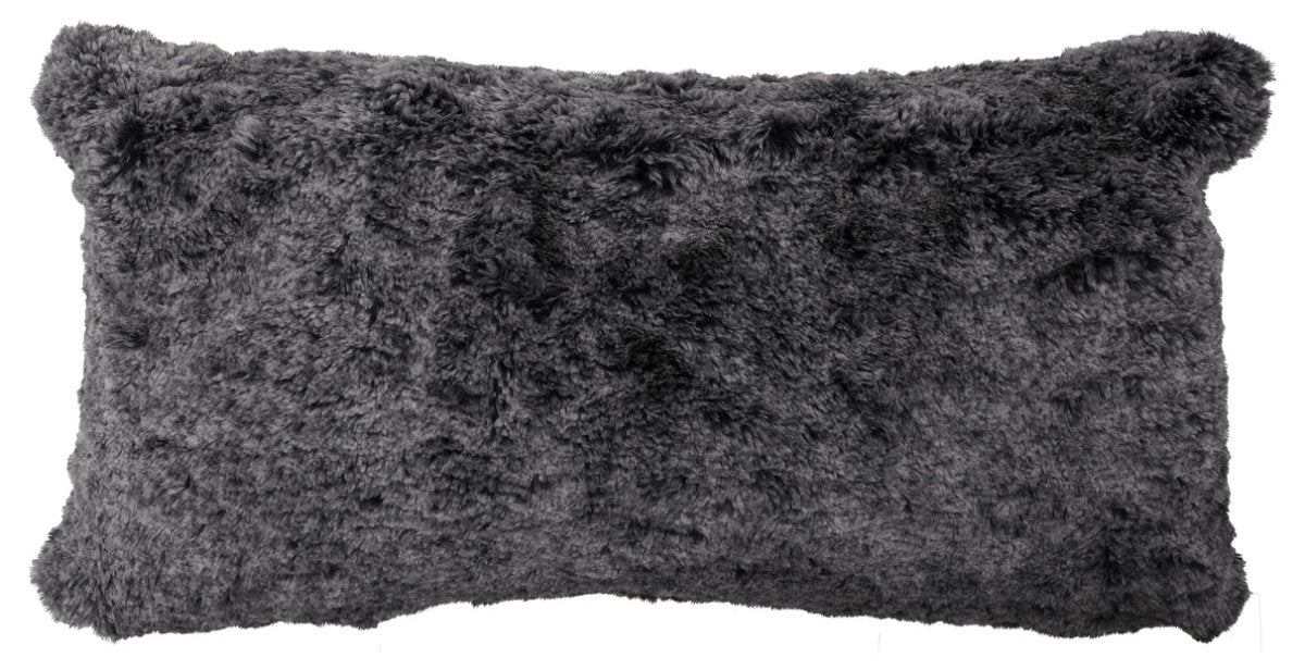 Grey Bunny Fur Lumbar Pillow