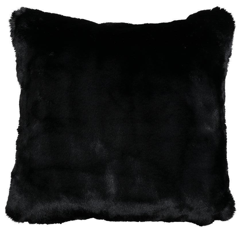 Black Bear Faux Fur Square Throw Pillow