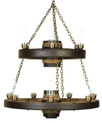 Double Tier Western Wagon Wheel Chandelier 