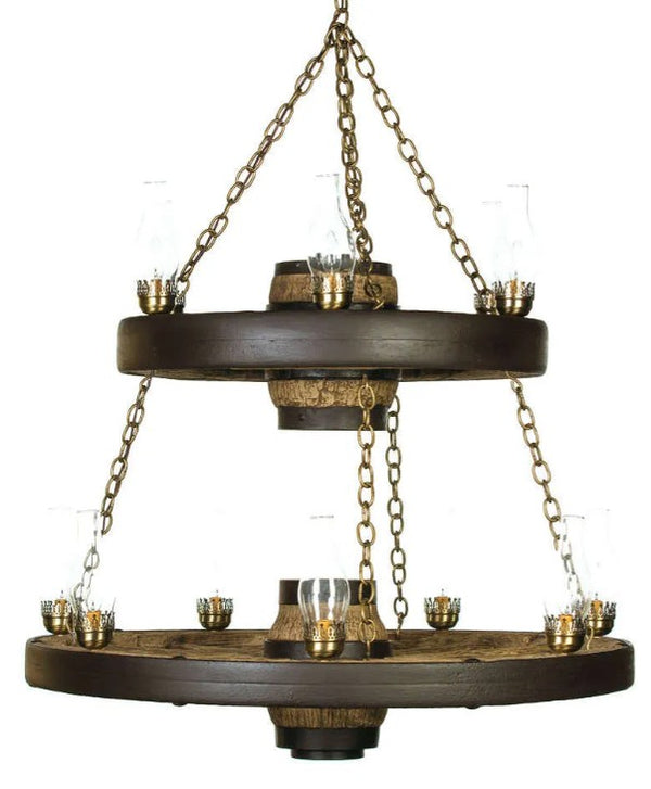 Double Tier Western Wagon Wheel Chandelier 