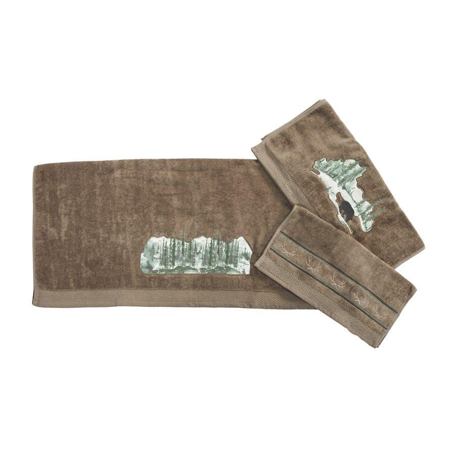 Wilderness Forest Bear 3-PC Bath Towel Set - Mocha - Ozark Cabin Décor, LLC