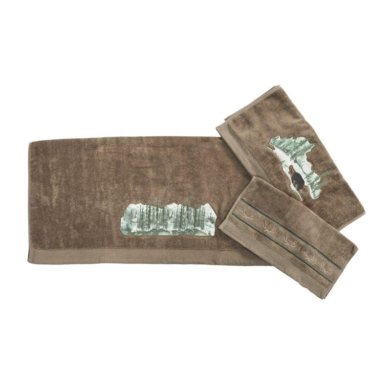Wilderness Forest Bear 3-PC Bath Towel Set - Mocha - Ozark Cabin Décor, LLC