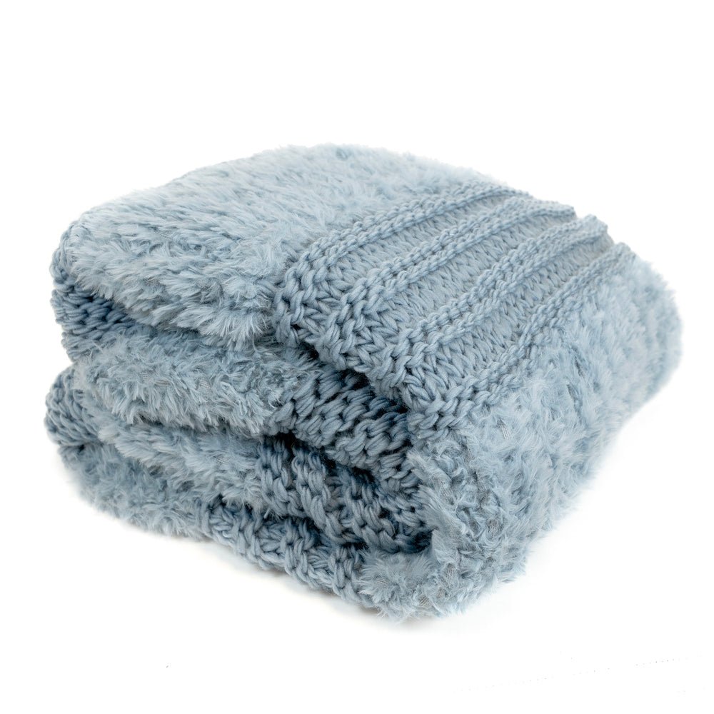 Plush Knit Throw - Dusty Blue - Ozark Cabin Décor, LLC