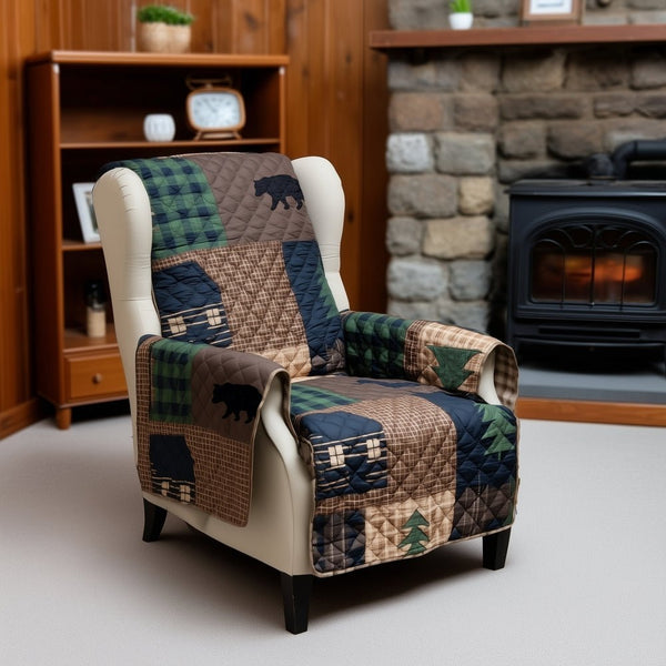 Brown Bear Reversible Quilted Chair Cover - Ozark Cabin Décor, LLC