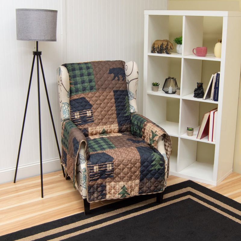 Brown Bear Reversible Quilted Chair Cover - Ozark Cabin Décor, LLC